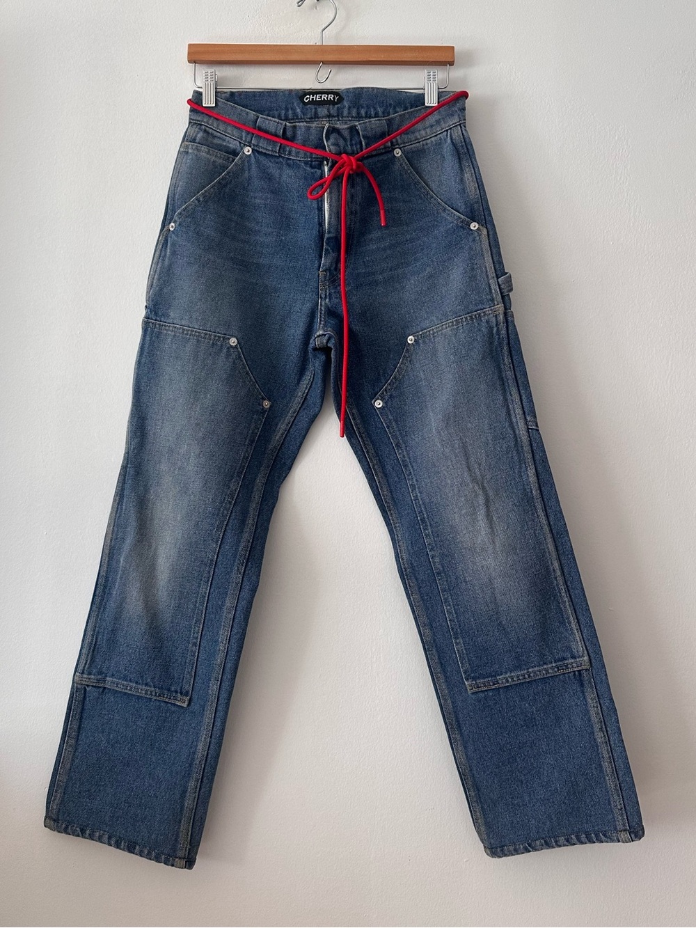 Cherry Los Angeles‎ Wide-Leg Double Knee Pants in Denim size 28 100% cotton